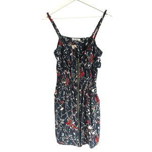 XTAREN Black Red Floral Zip Mini Dress Pockets Size XS Small
